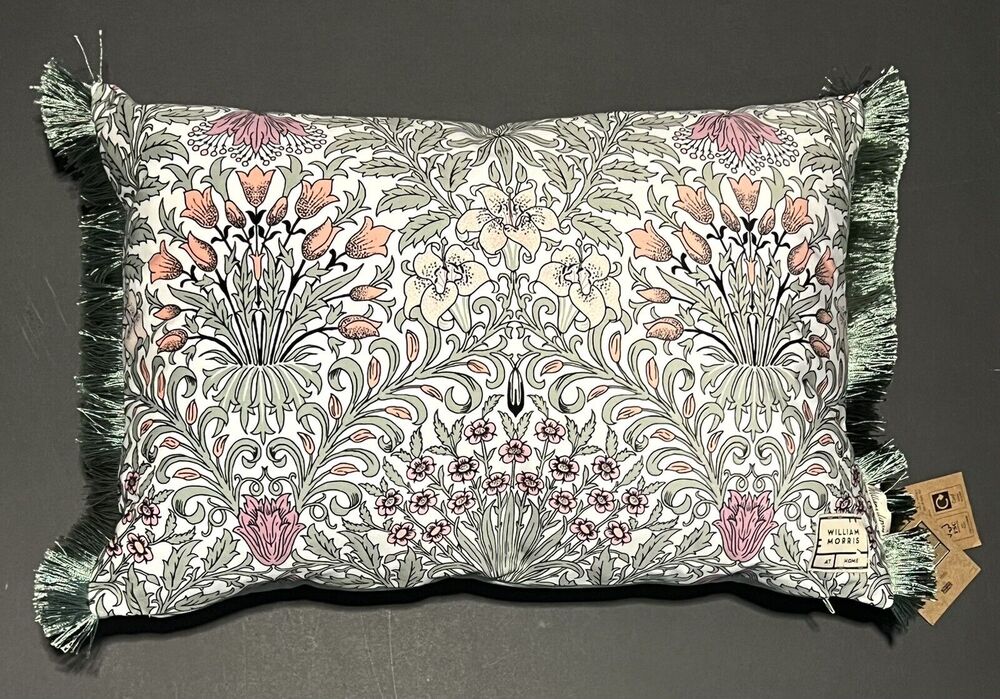 William Morris GARDEN Lavender Decorative Velvet Accent Pillow 24” X 16” Lumbar